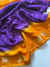 Load image into Gallery viewer, New Orange n Purple Pedding Color Soft Viscose Zari Work Rich Pallu Designer Saree With Blouse
