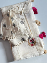 Load image into Gallery viewer, Adorning Function Wear Chanderi Cotton Embroidery n Tussels Work Fancy Designer Saree With Stitched Blouse
