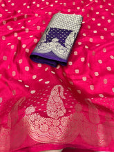 Load image into Gallery viewer, Gorgeous Function Wear Pure Soft Viscose Jacquard Weaving Border Fancy Saree With Contrast Blouse
