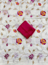 Load image into Gallery viewer, New Function Wear White Color Chanderi Cotton Embroidery n Tussels Work Fancy Designer Saree With Blouse Piece
