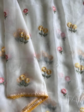 Load image into Gallery viewer, Marvellous Party Wear White Color Pure Chiffon Organza Silk Embroidery Work Fancy Desginer Saree With Blouse
