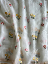 Load image into Gallery viewer, Marvellous Party Wear White Color Pure Chiffon Organza Silk Embroidery Work Fancy Desginer Saree With Blouse
