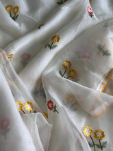 Load image into Gallery viewer, Marvellous Party Wear White Color Pure Chiffon Organza Silk Embroidery Work Fancy Desginer Saree With Blouse
