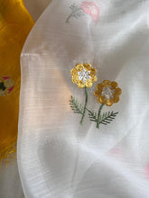 Load image into Gallery viewer, Marvellous Party Wear White Color Pure Chiffon Organza Silk Embroidery Work Fancy Desginer Saree With Blouse
