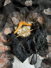 Load image into Gallery viewer, Dissemble Party Wear Black Colour Soft Organza Silk Printed Hand Work Fancy Designer Saree With Unstitched Blouse
