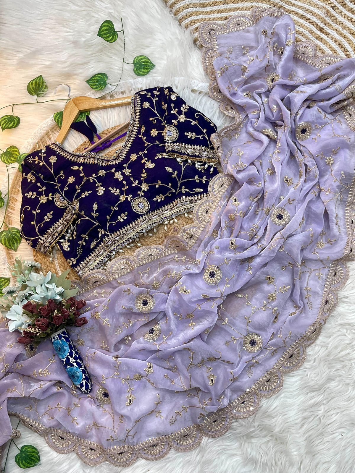 Luxuriant Soft Satin Silk Embroidery n Sequence Work Rich Look Saree With Demesne Full Stitched Blouse