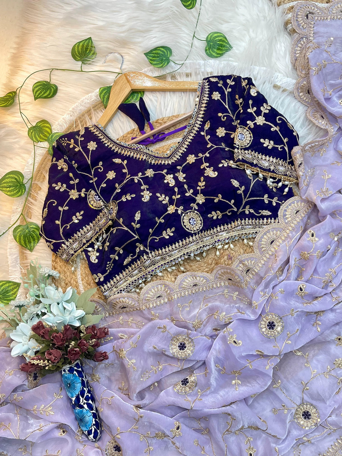 Luxuriant Soft Satin Silk Embroidery n Sequence Work Rich Look Saree With Demesne Full Stitched Blouse