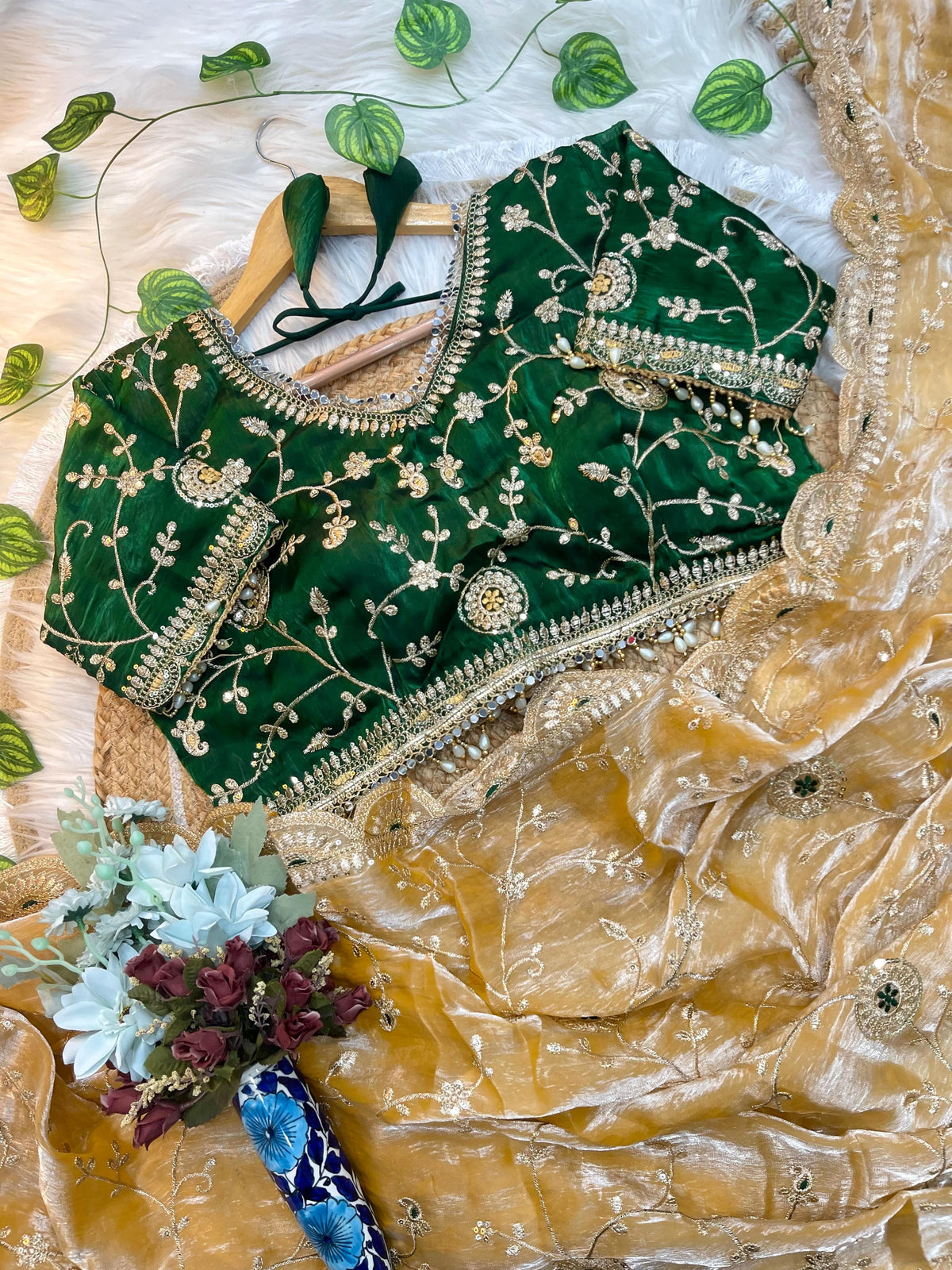 Luxuriant Soft Satin Silk Embroidery n Sequence Work Rich Look Saree With Demesne Full Stitched Blouse