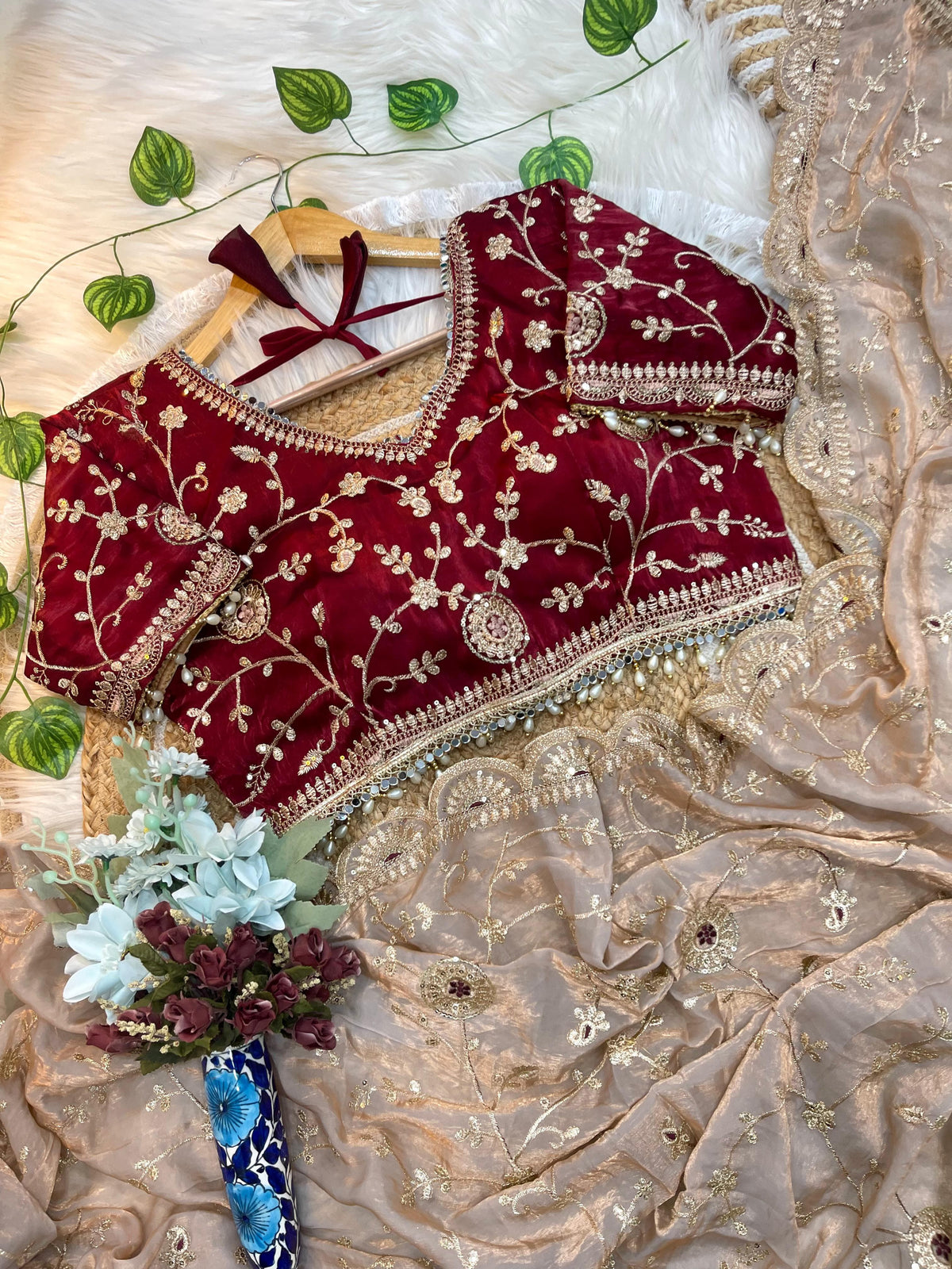 Luxuriant Soft Satin Silk Embroidery n Sequence Work Rich Look Saree With Demesne Full Stitched Blouse
