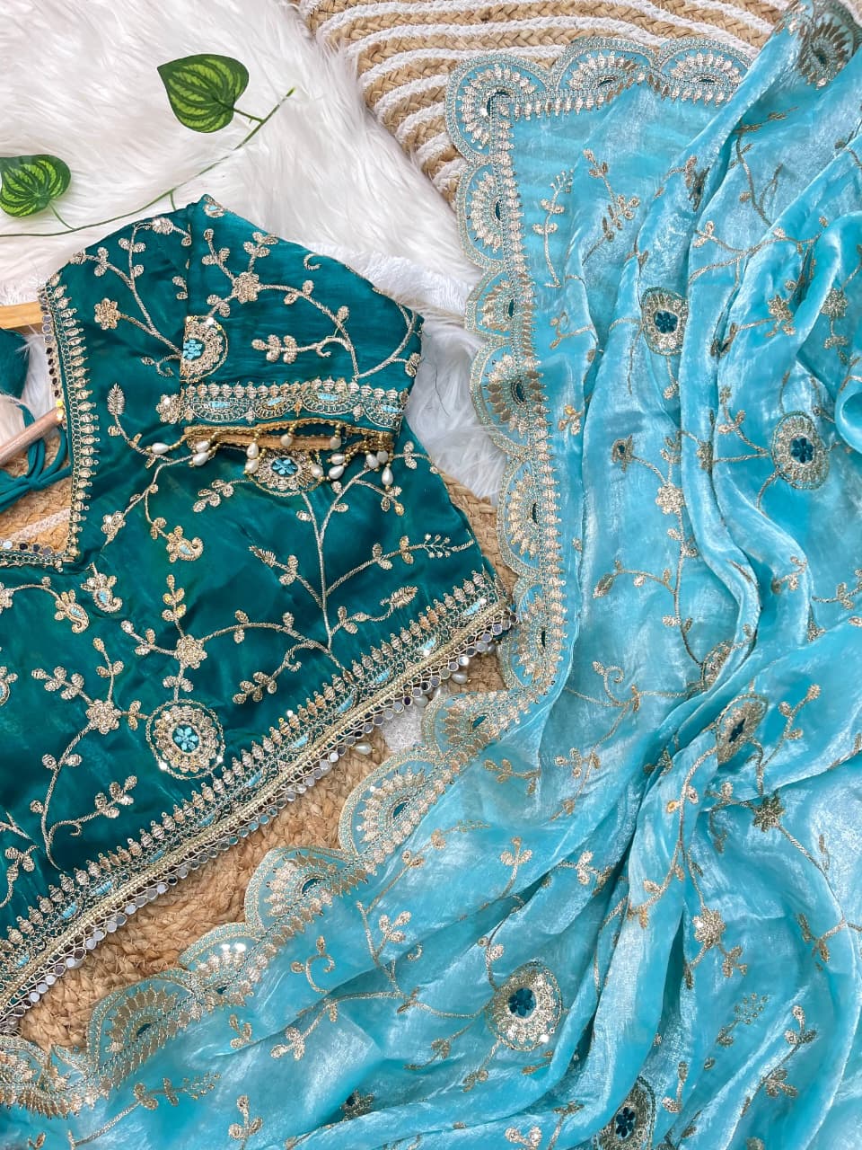 Luxuriant Soft Satin Silk Embroidery n Sequence Work Rich Look Saree With Demesne Full Stitched Blouse