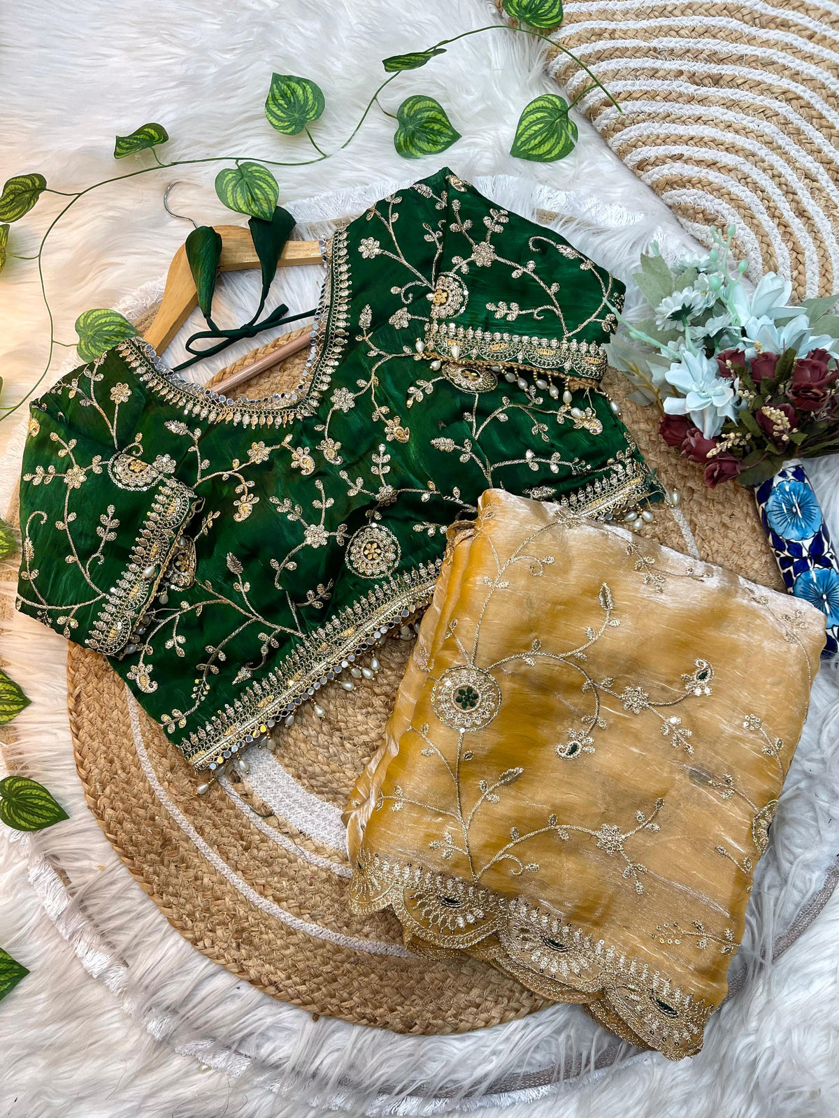 Luxuriant Soft Satin Silk Embroidery n Sequence Work Rich Look Saree With Demesne Full Stitched Blouse