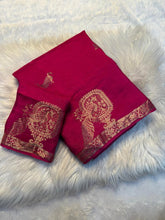 Load image into Gallery viewer, Confounding Party Wear Pure Soft Viscose Zari Jacquard Weaving Work Saree With Blouse Piece
