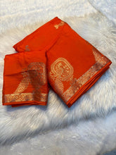 Load image into Gallery viewer, Confounding Party Wear Pure Soft Viscose Zari Jacquard Weaving Work Saree With Blouse Piece
