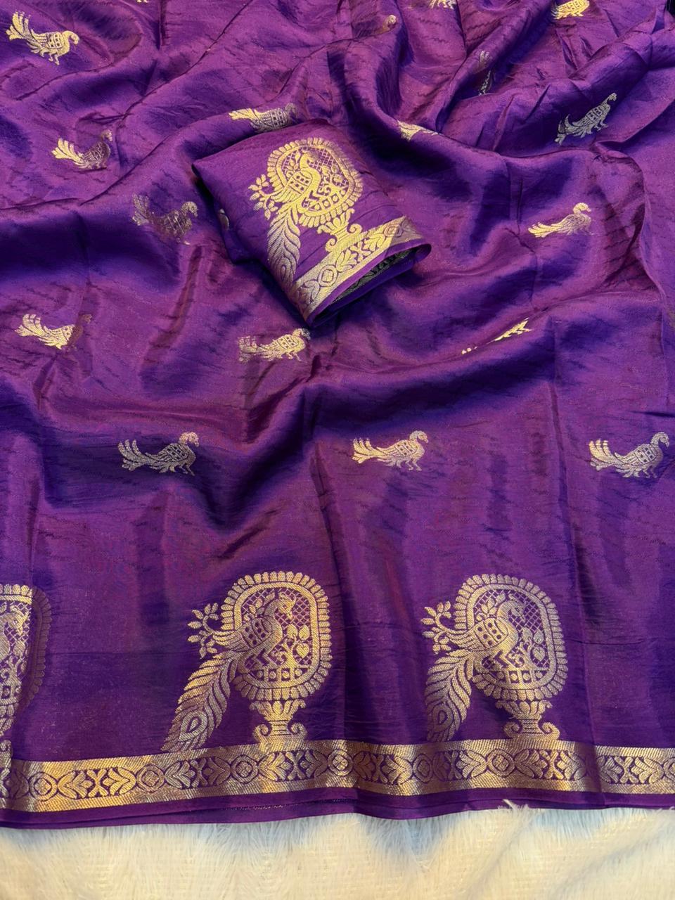 Confounding Party Wear Pure Soft Viscose Zari Jacquard Weaving Work Saree With Blouse Piece