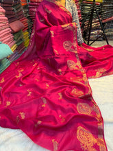 Load image into Gallery viewer, Confounding Party Wear Pure Soft Viscose Zari Jacquard Weaving Work Saree With Blouse Piece
