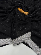 Load image into Gallery viewer, Entrancing Party Wear Black Colour Georgette Jarkan Lace With Siroski Diamond Fancy Designer Saree
