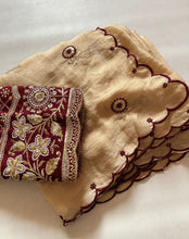 Load image into Gallery viewer, Beautiful Golden Color Party Wear Rangoli Crush Silk Sequence n Cut Work Saree With Blouse
