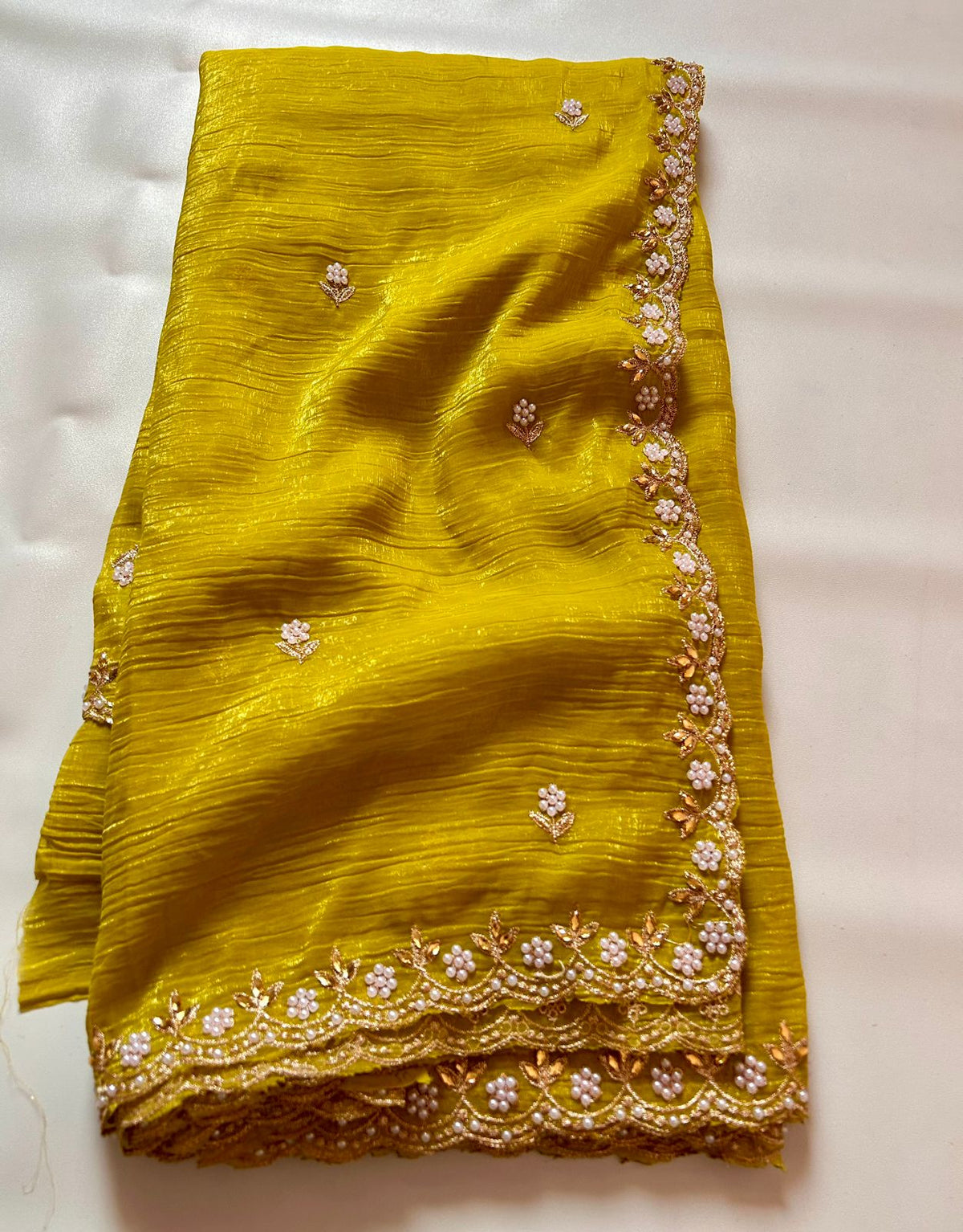 New Party Wear Chiffon Embroidery n Diamond Work Partywear Fancy Designer Saree With Blouse
