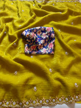 Load image into Gallery viewer, New Party Wear Chiffon Embroidery n Diamond Work Partywear Fancy Designer Saree With Blouse
