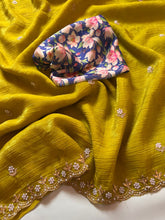 Load image into Gallery viewer, New Party Wear Chiffon Embroidery n Diamond Work Partywear Fancy Designer Saree With Blouse
