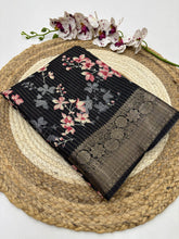 Load image into Gallery viewer, New Function Wear Black Color Dola Silk Print With Jacquard Weaving Border Work Fancy Designer Saree
