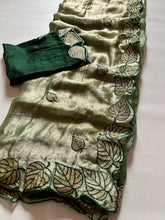 Load image into Gallery viewer, Attractive Party Wear Fendy Silk Crush Embroidery n Cut Work Saree With Contrast Blouse Piece
