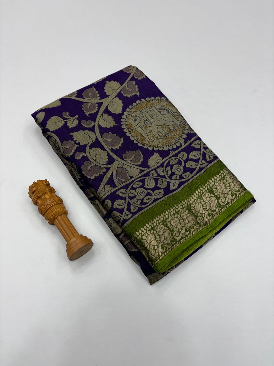 Mellifluous Party Wear Soft Dola Silk Print n Jacquard Work Fancy Designer Saree For Women