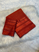 Load image into Gallery viewer, Gratifying Party Wear Pure Viscose Georgette Linning Weaving Satin Patta Border Fancy Designer Saree With Blouse
