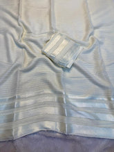 Load image into Gallery viewer, Gratifying Party Wear Pure Viscose Georgette Linning Weaving Satin Patta Border Fancy Designer Saree With Blouse
