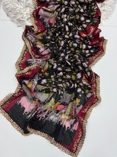 Load image into Gallery viewer, New Wedding Wear Pure Mangalkari Viscouse Silk Print Weaving n Sequence Lace Work Fancy Designer Saree
