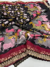 Load image into Gallery viewer, New Wedding Wear Pure Mangalkari Viscouse Silk Print Weaving n Sequence Lace Work Fancy Designer Saree
