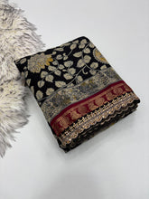 Load image into Gallery viewer, New Wedding Wear Black Color Pure Mangalkari Viscouse Silk Print Weaving n Sequence Lace Work Fancy Designer Saree
