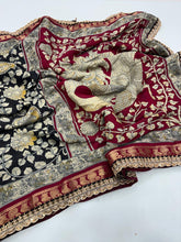 Load image into Gallery viewer, New Wedding Wear Black Color Pure Mangalkari Viscouse Silk Print Weaving n Sequence Lace Work Fancy Designer Saree
