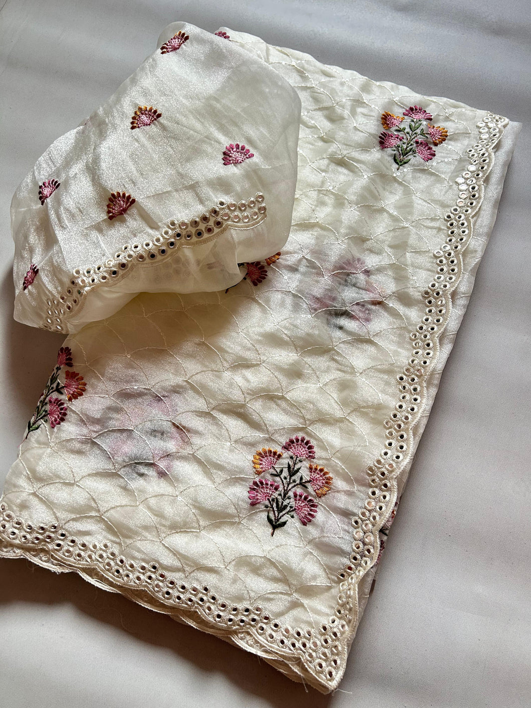 Breathtaking Function Wear Semi Pure Tissue Silk Sequence n Mirror With Thread Work Fancy Designer Saree With Blouse Piece