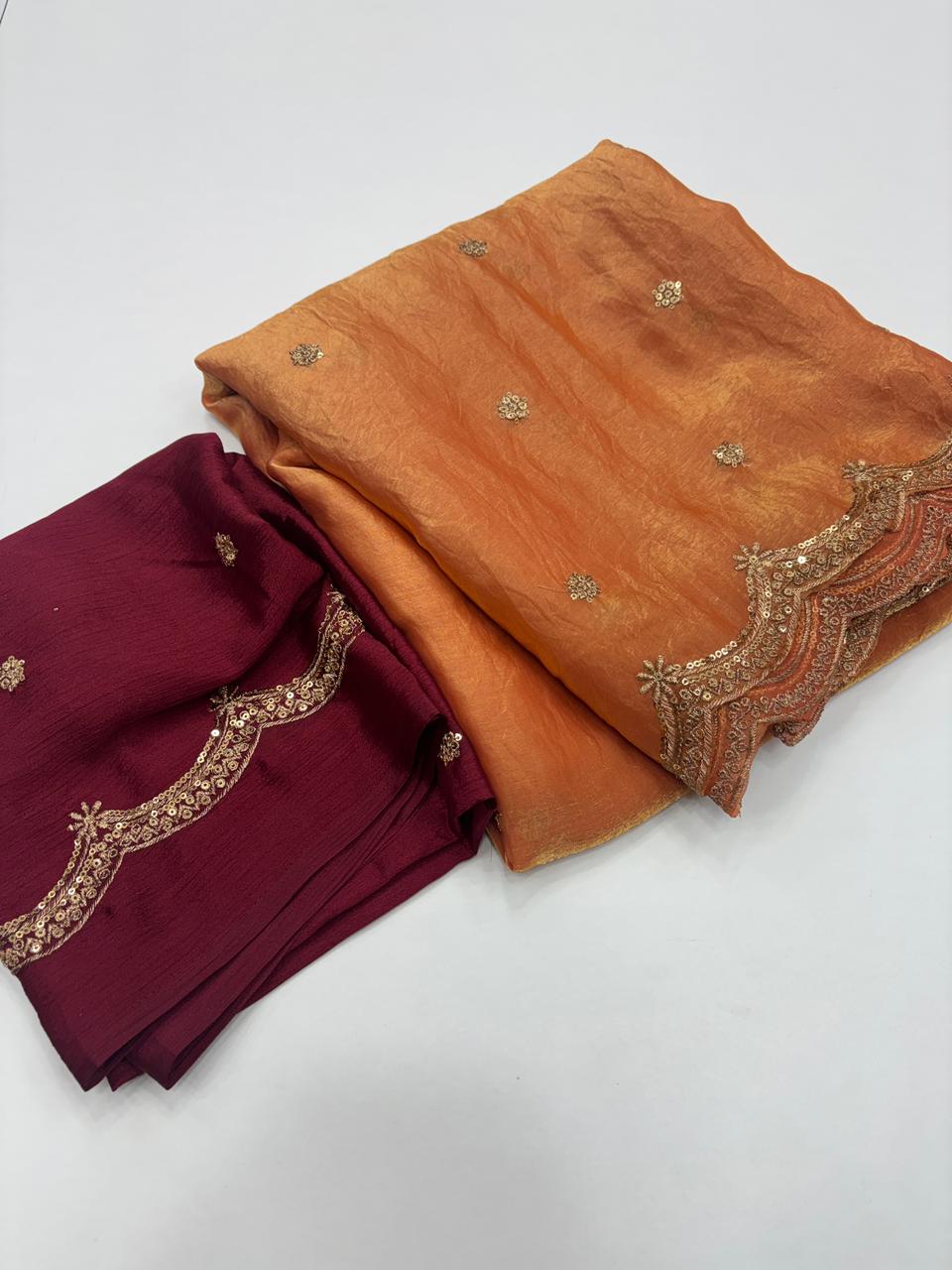 Forbearance Party Wear Space Silk Embroidery Thread Work Fancy Designer Saree With Contrast Blouse Piece