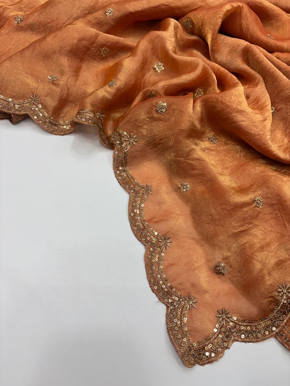 Forbearance Party Wear Space Silk Embroidery Thread Work Fancy Designer Saree With Contrast Blouse Piece