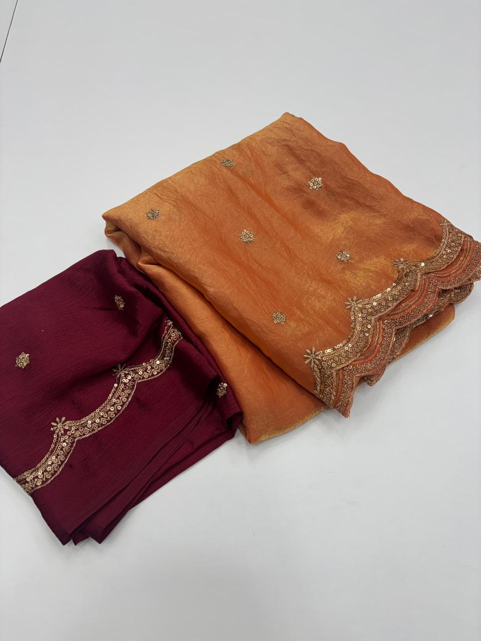 Forbearance Party Wear Space Silk Embroidery Thread Work Fancy Designer Saree With Contrast Blouse Piece