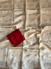 Load image into Gallery viewer, Imaginative Party Wear Pure Soft Viscose Silk Golden Zari Butti n Border With Tussel Work Pallu Fancy Designer Saree
