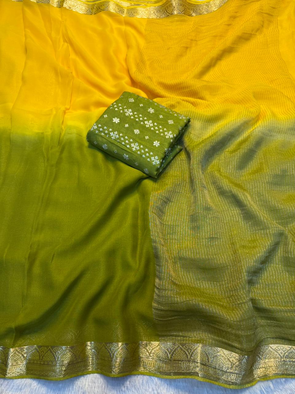 Ravishing Function Wear Double Shaded Pure Viscose Geogrette Jacquard Weaving Border Fancy Designer Saree