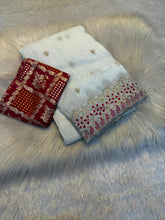 Load image into Gallery viewer, Divine Wedding Wear Off White Color Soft Crush Silk Embroidery n Cut Work Fancy Designer Saree With Blouse Piece
