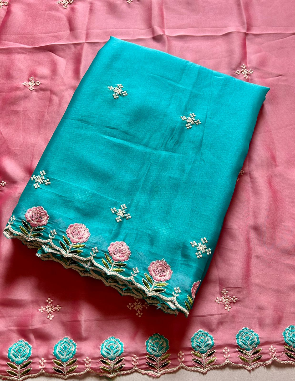 Gorgeous Function Wear Soft Rangoli Silk Embroidery Work Fancy Designer Saree With Contrast Blouse piece