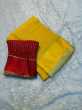 Load image into Gallery viewer, Gratifying Festive Wear Pure Viscose Georgette Small Chex Design With Satin Border Fancy Saree For Women
