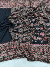 Load image into Gallery viewer, New Function Wear Pure Satin Silk Ajrak Printed Rich Pallu n Tussles Work Fancy Designer Saree
