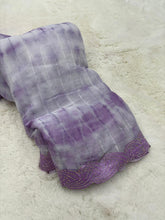 Load image into Gallery viewer, Elegant Party Wear Shimmer Georgette Silk Fabric Designer Siroski Lace Cut Work Fancy Saree For Women
