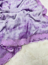 Load image into Gallery viewer, Elegant Party Wear Shimmer Georgette Silk Fabric Designer Siroski Lace Cut Work Fancy Saree For Women
