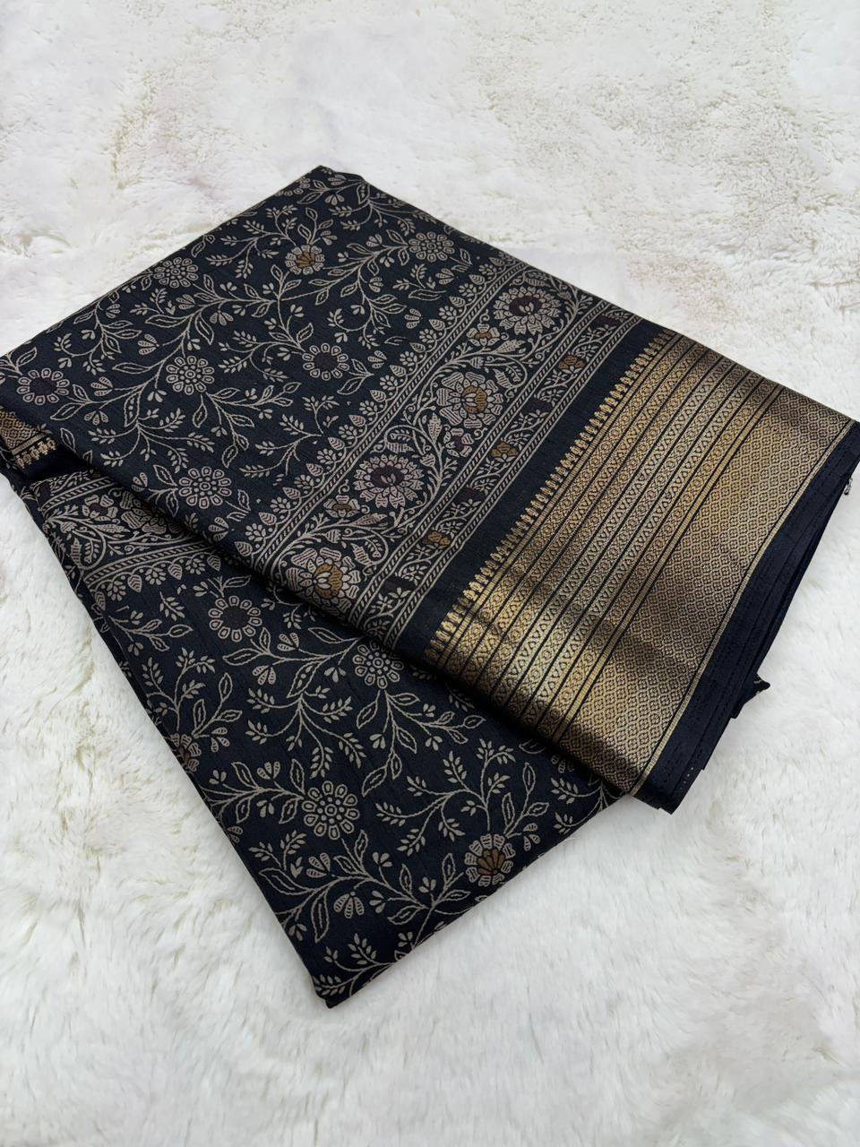 Splendiferous Festive Wear Soft Dola Silk Kalamkari Print With Jacquard Zari Border Fancy Designer Saree