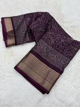 Load image into Gallery viewer, Splendiferous Festive Wear Soft Dola Silk Kalamkari Print With Jacquard Zari Border Fancy Designer Saree
