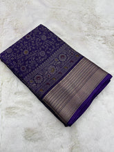 Load image into Gallery viewer, Splendiferous Festive Wear Soft Dola Silk Kalamkari Print With Jacquard Zari Border Fancy Designer Saree
