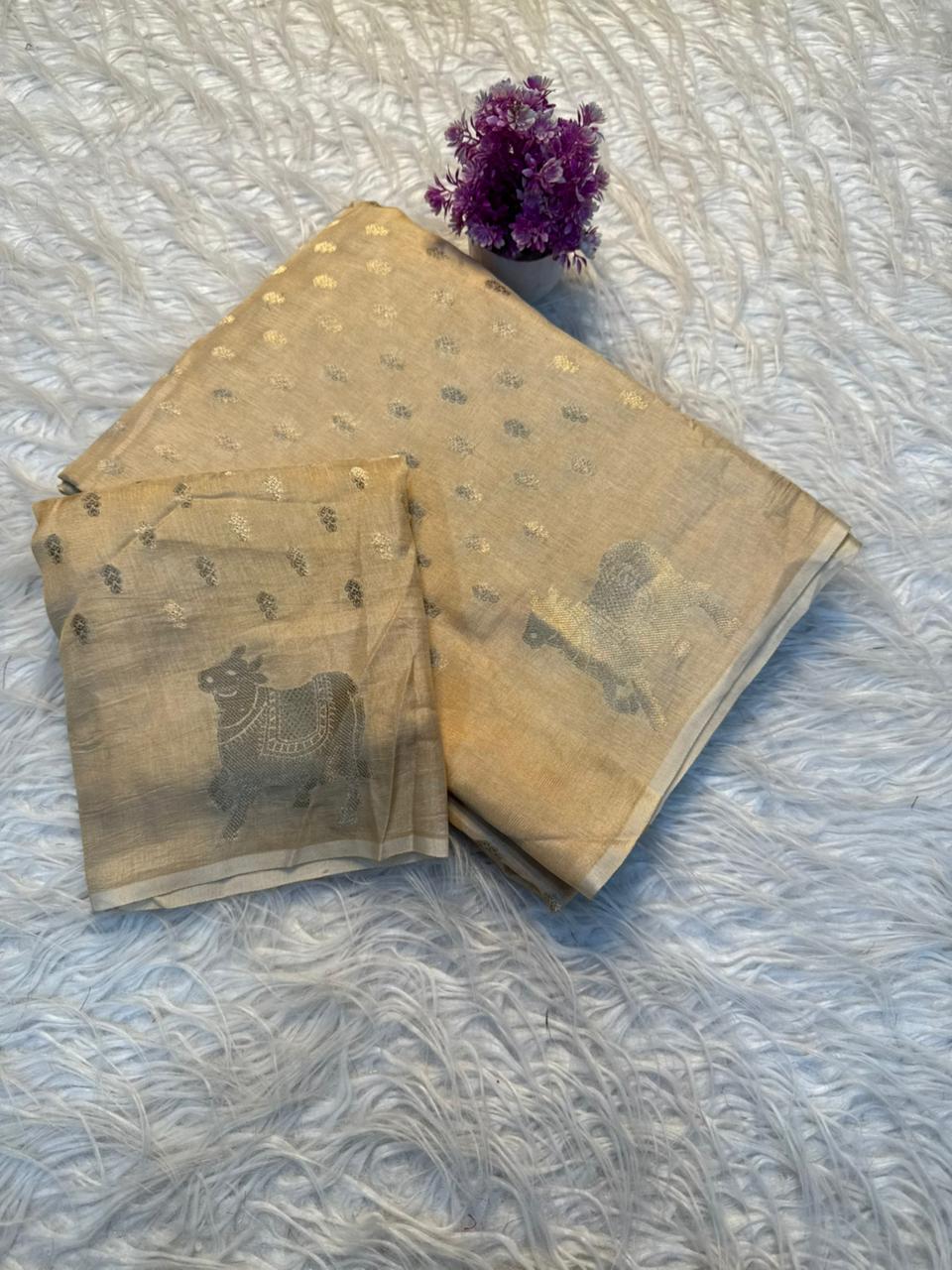 Charismatic Party Wear Pure Soft Viscose Crape Silk Zari Chit Palllu n Pichwari Border Fancy Designer Saree With Blouse