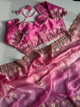 Load image into Gallery viewer, New Wedding Wear Pedding Color Soft Frendy Silk Embroidery Work Fancy Designer Saree With Stitched Blouse
